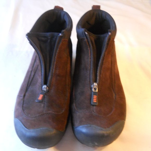 EUC Lands End Mens Front Zip‎ Snow Boots Brown Suede Waterproof 520219 Size 8 Lands main image 2